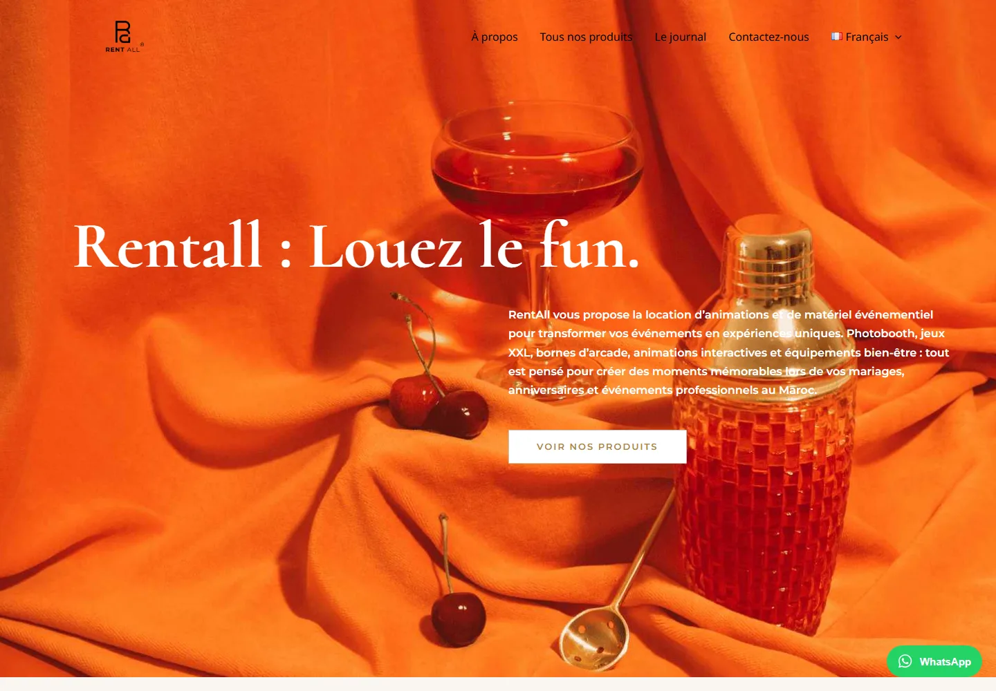 Home page of the RentAll website